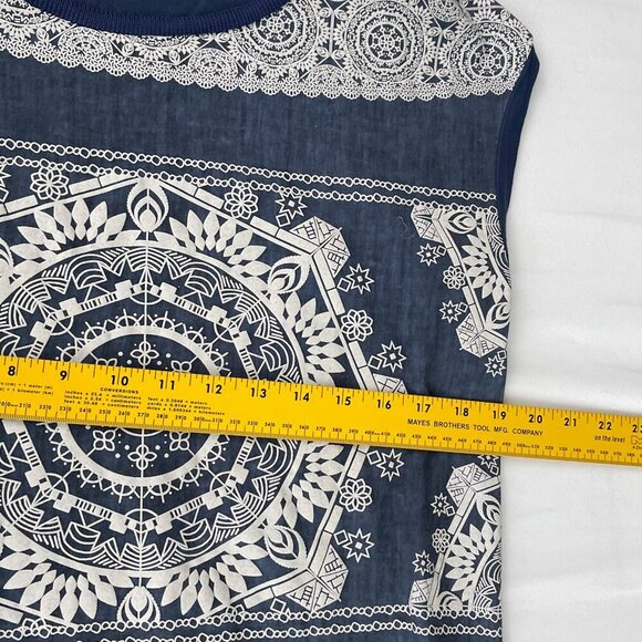 Desigual Geo Mandala Print Cap Sleeves Hi-Low Hem Tunic Top Lightweight‎ Women M - Picture 9 of 12